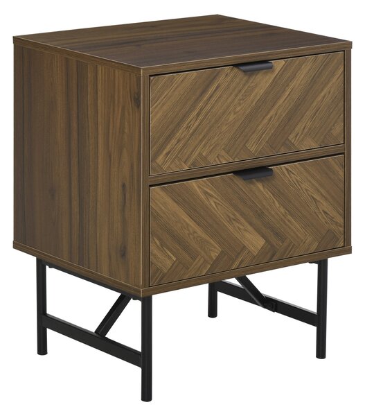 Comodino 2 Cassetti 48x39,5x61 cm in Legno Noce