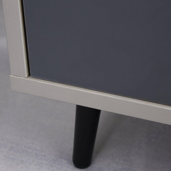 Comodino 40x40x45 cm 1 Cassetto 1 Ripiano Grigio e Bianco