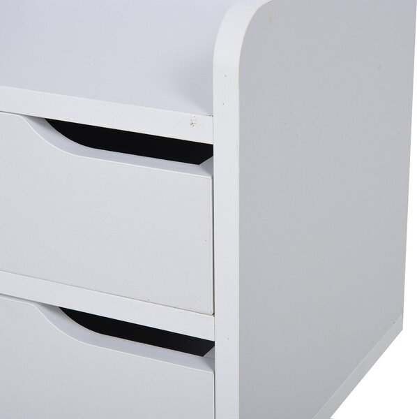 Comodino con 2 Cassetti 33x28x42 cm in Truciolato Bianco