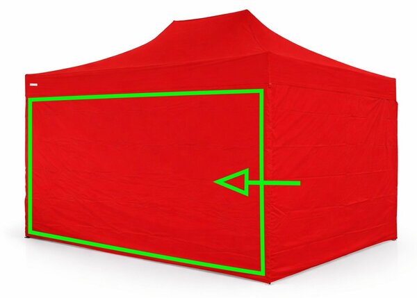 Parete laterale 4,5 m per gazebo pieghevoli ALU 3x4,5 m – PVC 450 g/m², impermeabile - Rosso