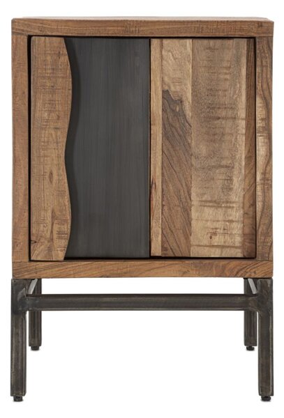 Comodino Yellowstone 44x40x64 cm in Legno di Acacia e in Ferro Marrone e Nero