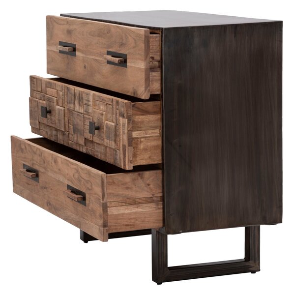 Comò Mumbai 85x40x77 cm in Legno di Acacia e in Ferro Marrone e Nero