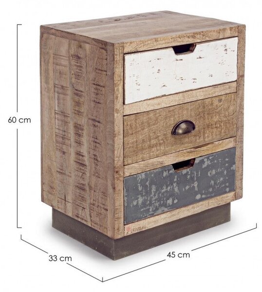Comodino 3 Cassetti Tudor in Legno