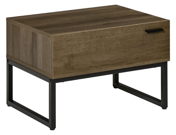 Comodino 1 Cassetto 53x41,5x37 cm in Legno e Acciaio Marrone