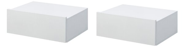 Set 2 Comodini Sospesi 40x30x15 cm Design Moderno Bianco