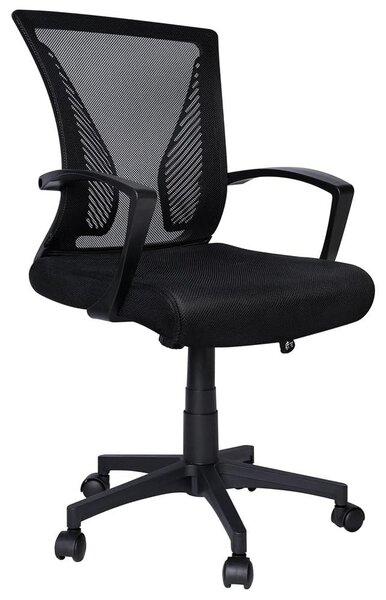 Sedia da ufficio ergonomica con schienale in rete, regolabile in altezza, colore nero