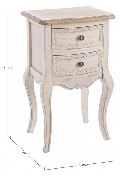 Comodino 2 Cassetti Clarisse in Legno