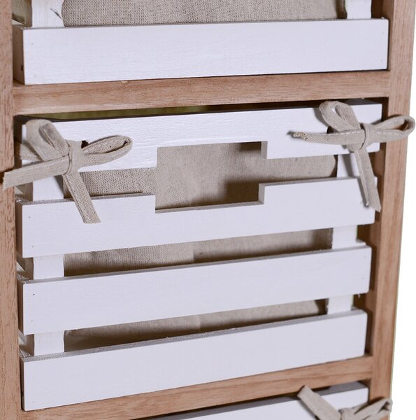 Cassettiera 4 Cassetti in Legno 35x27x85cm Arianna Naturale e Bianca