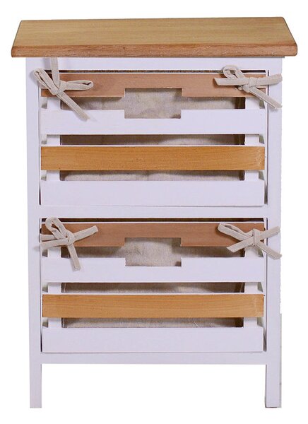 Cassettiera 2 Cassetti in Legno 35x27x47cm Matilda Noce Chiaro e Bianca
