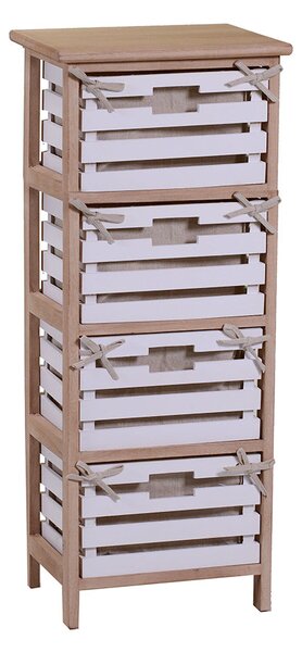 Cassettiera 4 Cassetti in Legno 35x27x85cm Arianna Naturale e Bianca