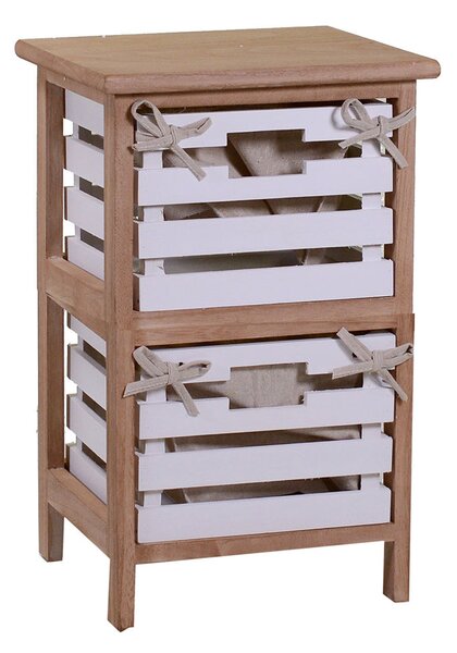 Cassettiera 2 Cassetti in Legno 30x27x47cm Arianna Naturale e Bianca