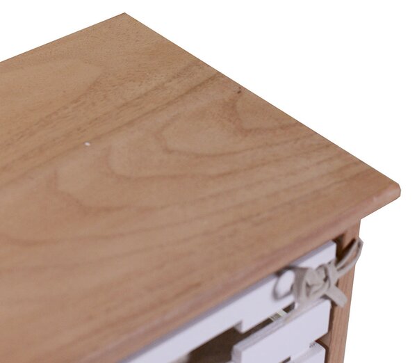 Cassettiera 3 Cassetti in Legno 35x27x66cm Arianna Naturale e Bianca