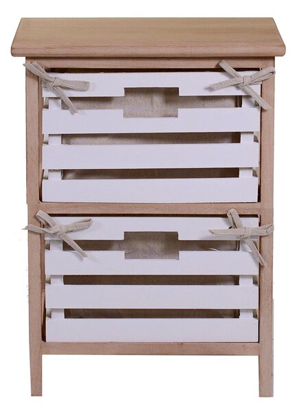 Cassettiera 2 Cassetti in Legno 35x27x47cm Arianna Naturale e Bianca