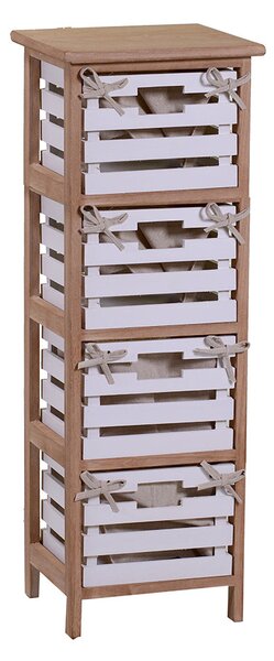 Cassettiera 4 Cassetti in Legno 30x27x85cm Arianna Naturale e Bianca