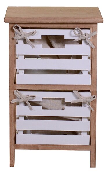 Cassettiera 2 Cassetti in Legno 30x27x47cm Arianna Naturale e Bianca