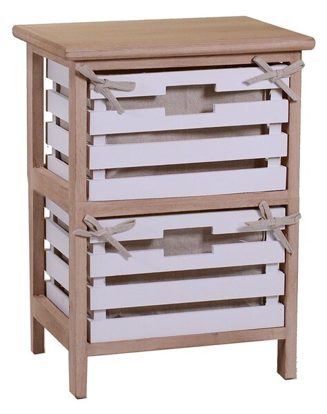 Cassettiera 2 Cassetti in Legno 35x27x47cm Arianna Naturale e Bianca