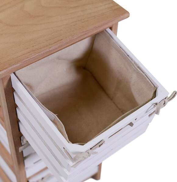 Cassettiera 8 Cassetti in Legno 58x30x85cm Arianna Naturale e Bianca