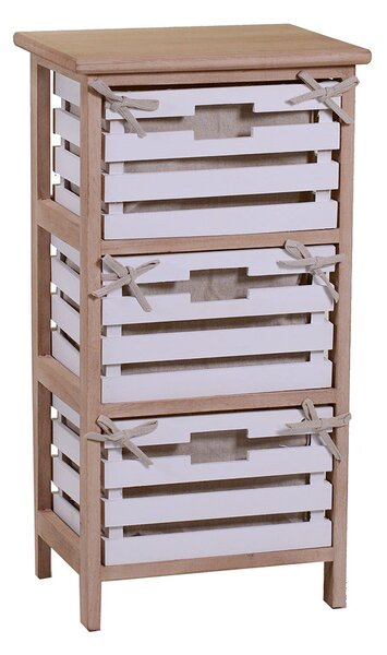 Cassettiera 3 Cassetti in Legno 35x27x66cm Arianna Naturale e Bianca