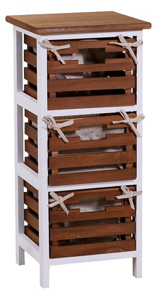 Cassettiera 3 Cassetti in Legno 30x27x66cm Atena Noce e Bianca