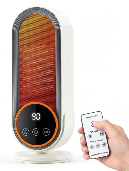 Stufa in Vetroceramica PTC da 1200 W, con telecomando, timer e finitura bianca