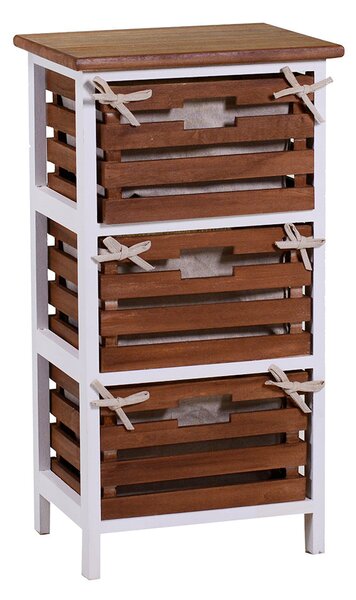Cassettiera 3 Cassetti in Legno 35x27x66cm Atena Noce e Bianca