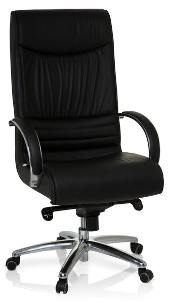 Sedia da ufficio XXL modello F 400, in vera pelle, portata fino a 150 kg, colore nero