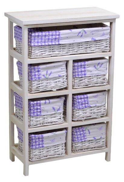 Cassettiera in Legno 7 Cassetti 50x25H76,6cm Lavanda