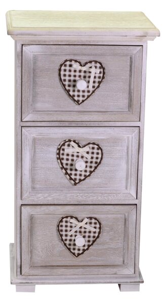Cassettiera in Legno 3 Cassetti 29x22H55,2cm Demetra Cuore