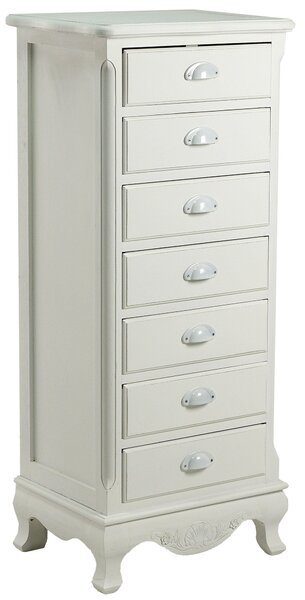 Cassettiera in Legno 7 Cassetti Basilea Bianco Anticato
