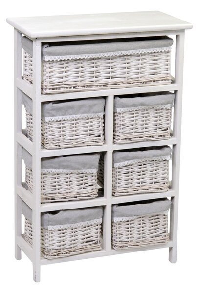 Cassettiera in Legno 7 Cassetti 50x25H76,6cm Greta Bianca