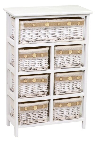 Cassettiera in Legno e Vimini 7 Cassetti 50x25H76,6cm Nadia