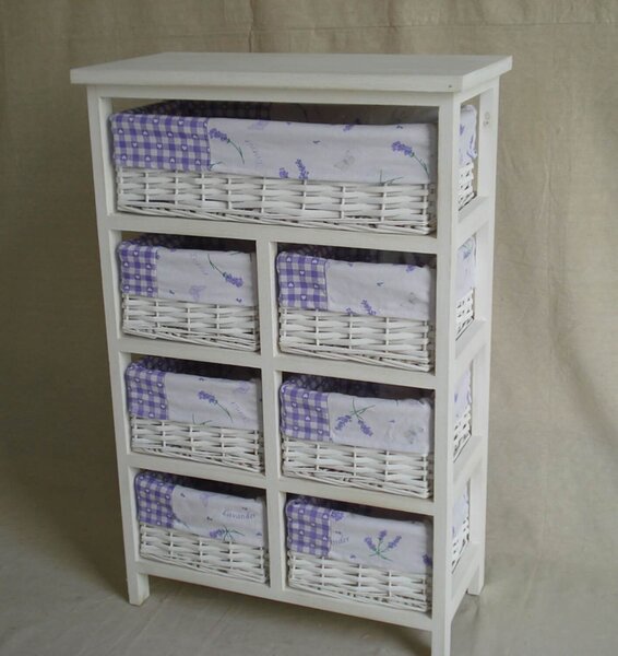 Cassettiera in Legno 7 Cassetti 50x25H76,6cm Lavanda