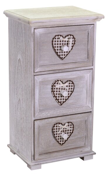 Cassettiera in Legno 3 Cassetti 29x22H55,2cm Demetra Cuore