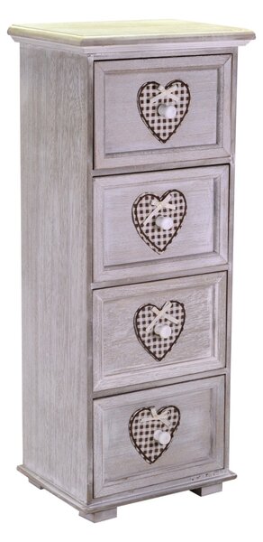 Cassettiera in Legno 4 Cassetti 29x22H71,5cm Demetra Cuore