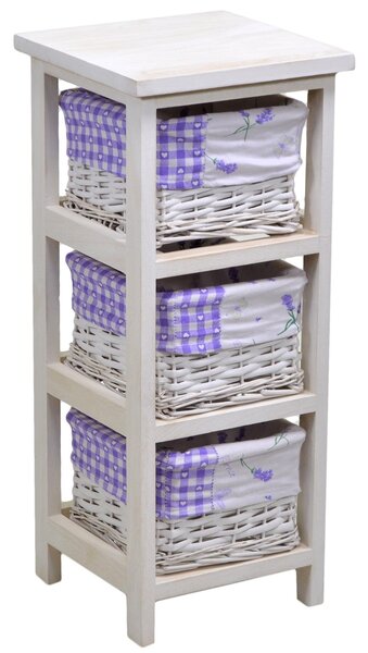 Cassettiera in Legno 3 Cassetti 25x25H59cm Lavanda