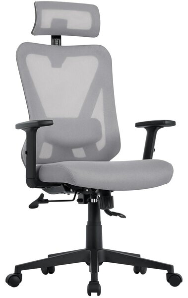 Sedia da ufficio ergonomica - Sedia girevole - Rete - Braccioli regolabili - Nera