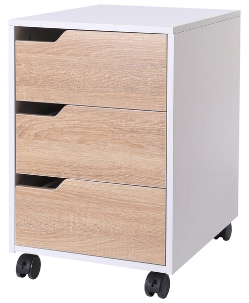 Cassettiera per Ufficio con Ruote 3 Cassetti 40x50x57,5 cm Bianca