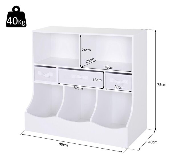 Mobiletto Contenitore Free-Standing 80x40x75 cm Bianco