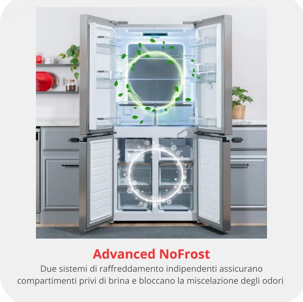 Sharp Frigorifero Americano Side by Side Capacit 487 Litri Classe energetica D Raffreddamento No Frost colore Acciaio Inox - SJ-NFA35IHXID