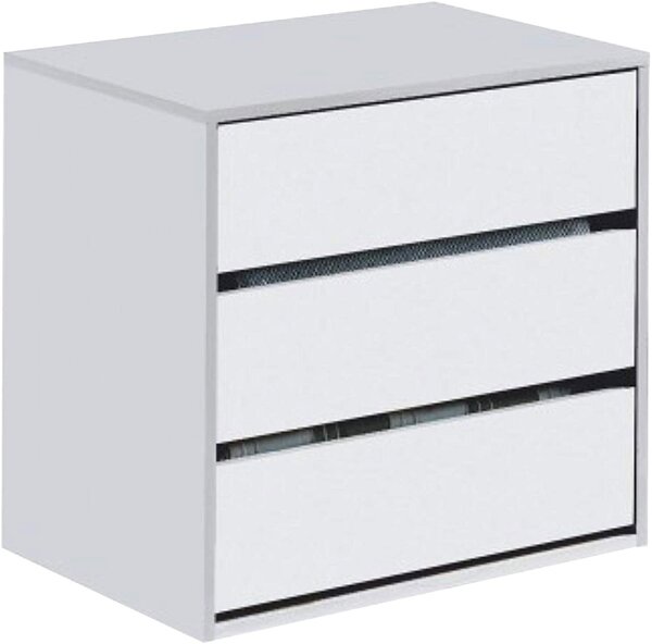 Cassettiera 3 Cassetti 60x44x57 cm per Armabio Guardaroba Bianca