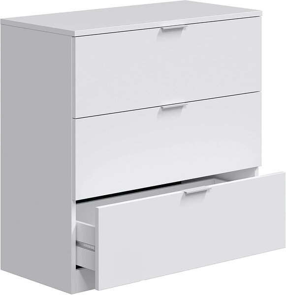 Cassettiera 3 Cassetti 80x38x77 cm in Legno Bianca