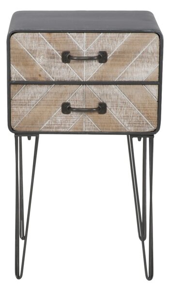 Mobiletto 2 Cassetti Oklahoma 41x34,5x70 cm in Ferro e MDF Marrone e Nero