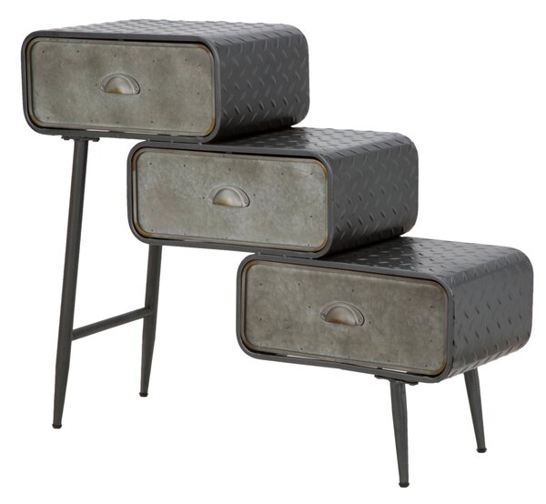 Mobiletto 3 Cassetti Iron School 86x29,5x71 cm in Ferro Grigio