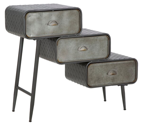 Mobiletto 3 Cassetti Iron School 86x29,5x71 cm in Ferro Grigio