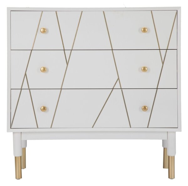 Cassettiera Luxy 80x40x80 cm in Legno e MDF e in Ferro Bianco e Oro