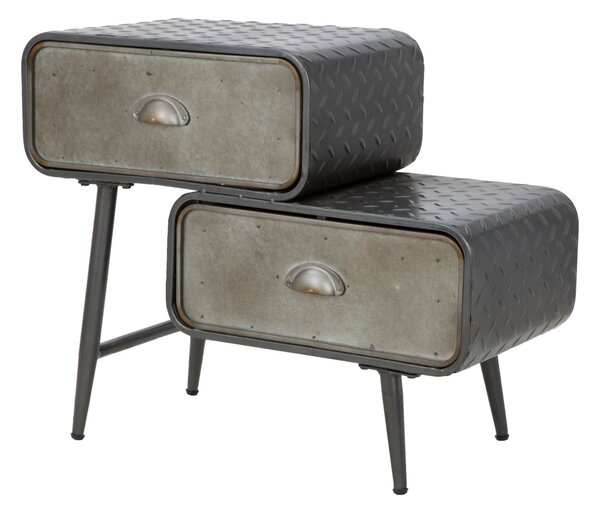 Mobiletto 2 Cassetti Iron School 63x29,5x52,5 cm in Ferro Grigio