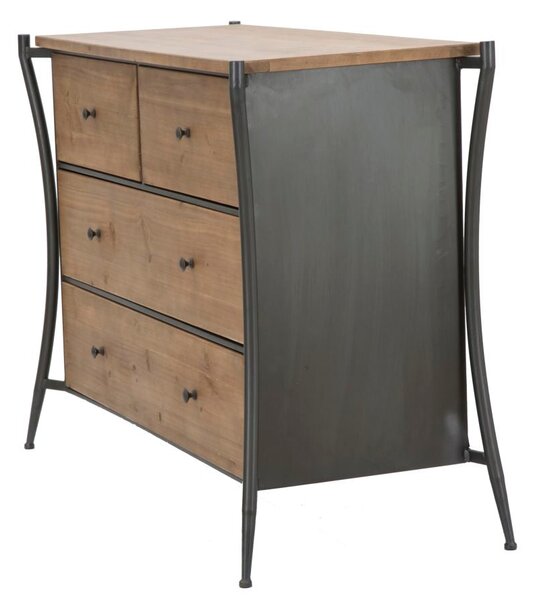 Como' Glasgow 122x49x85 cm Legno di Abete e in Ferro Marrone e Grigio