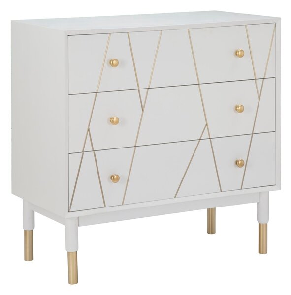 Cassettiera Luxy 80x40x80 cm in Legno e MDF e in Ferro Bianco e Oro