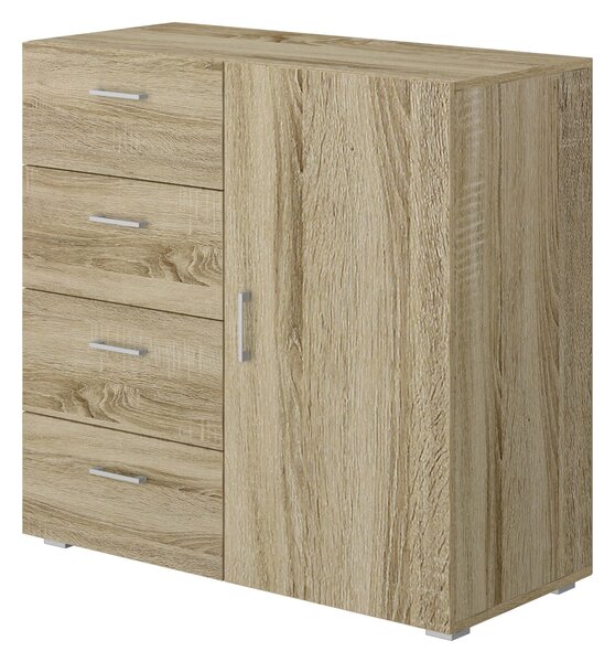 Cassettiera 4 Cassetti con Anta 90x41x87 cm in MDF Rovere