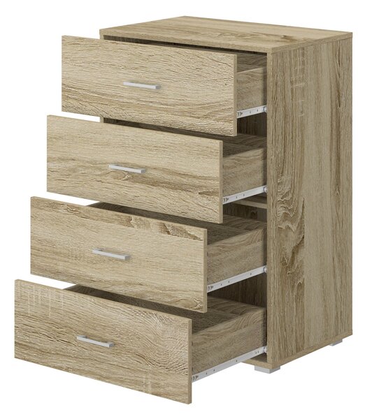 Cassettiera 4 Cassetti 60x41x87 cm in MDF Rovere